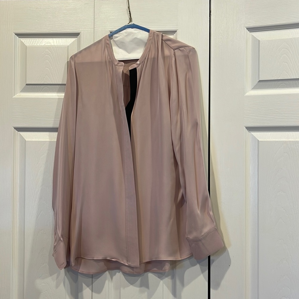 Vince Silk Blouse Pink and Black Size 10